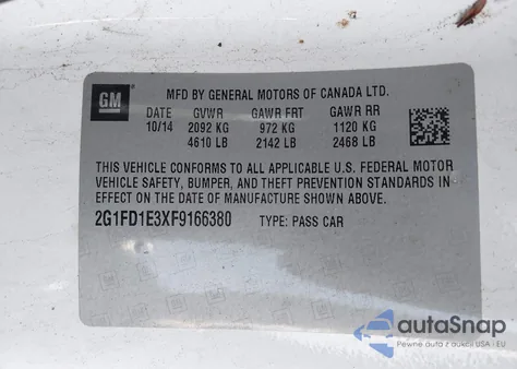 2015 Chevrolet Camaro 1Lt z USA, uszkodzony, nr VIN 2G1FD1E3XF9166380